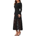 thumbnail image 4 of INSPIRE CHIC Women's Lace Dress Formal Fishtail Boat Neck Long Sleeve Wedding Guest Evening Dress S Black, 4 of 6