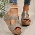 thumbnail image 3 of Dakaela Wedge Sandals for Women Cork Sole Non Slip Platform Summer Shoes Casual Walking Slides Khaki 8, 3 of 8