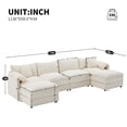 thumbnail image 4 of 136" Chenille Modular Sectional Sofa with Deep and Wide Seat, U-Shaped Cloud Couch Set with Double Cushions, 6 Seat Sofa with Movable Ottoman, Oversized Indoor Furniture (White), 4 of 10