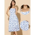 thumbnail image 2 of DARING DIVA Stylish Floral Midi Spaghetti Straps Shirred Back Dress XS Blue, 2 of 6