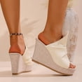 thumbnail image 4 of Womens Platform Wedges Open Toe Casual Soft Leather High Heels Sandals Comfy Arch Support Slip on Slides White Size 9.5, 4 of 6