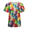 thumbnail image 5 of Daisyyozoid Chandail de Pâques Drôle pour Femmes, Imprimé d'Oeufs Colorés, Blouse Décontractée et Amusante à Manches Courtes, 5 of 5