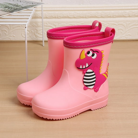 Baby Boys Girls Adorable Rain Boots with Easy-On Handles Children Waterproof Boots Non- Sole Rainboots New Years Gifts for Little Boys Girls