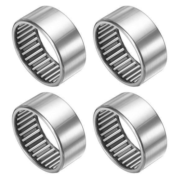 Uxcell 4 Pack Needle Roller Bearings, HK5025 Bore 50mm OD 58mm 25mm Width Steel Track Roller Bearings Open End for Mower, Lawn Tractor, Automotive