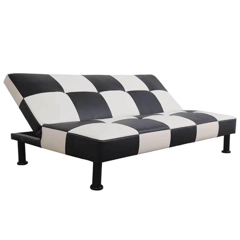 Convertible Futon Sofa Bed Leather Loveseat Adjustable Sleeper Sofa Couch for Living Room Small Apartment,White