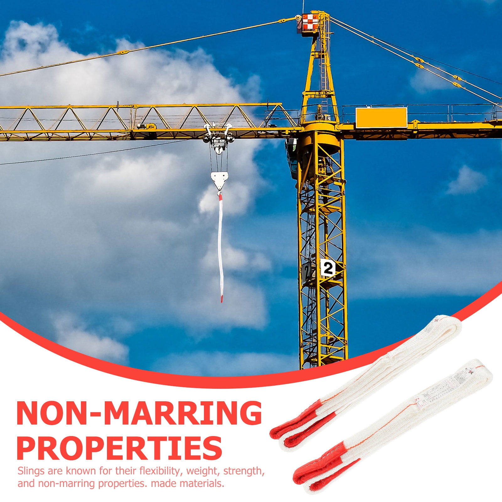 ELAYARD Set of 2 Lightweight Polypropylene Lift Sling Straps for Crane and Heavy Duty Lifting Applications