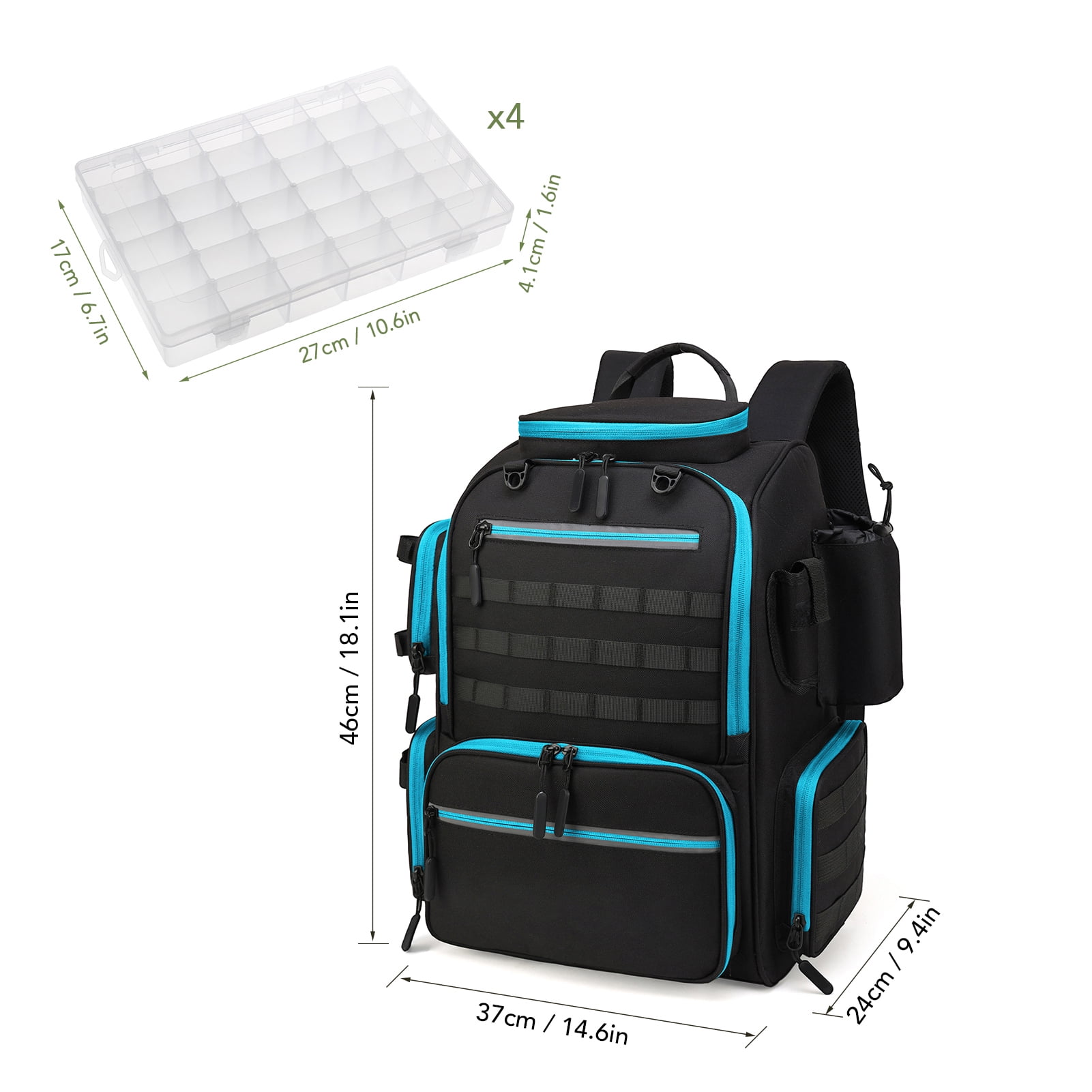 Tackle Lixada Fishing Backpack Waterproof Fishing Tackle Storage Bag With 4 Trays And Rain Cover