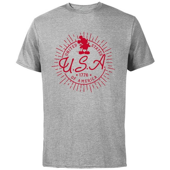 Disney Mickey Mouse United States of America 1776 - Short Sleeve Cotton T-Shirt for Adults - Customized-Athletic Heather