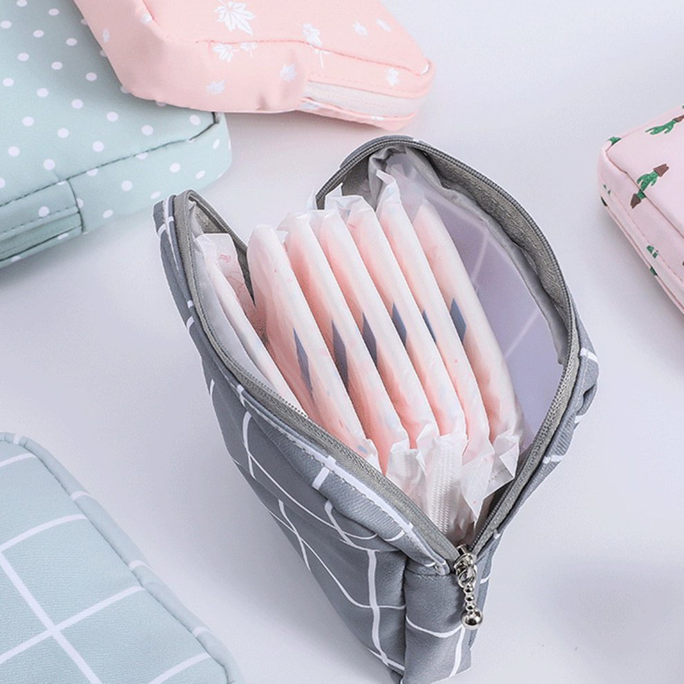 Sanitary Napkins Bag Menstrual Cup Pouch Nursing Pad Holder Cute Polka