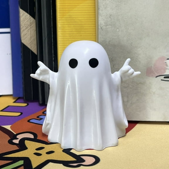 Rock and Roll Ghost, Cute Ghost Statue, Halloween Ghost Decoration, Ghost Statue, Finger Ghost Sculpture, Humorous Desktop Art Piece, Home Decor