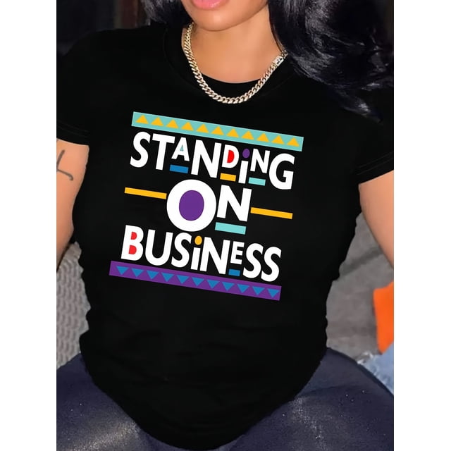 T-Shirt Unisexe à Col Rond Décontracté à Manches Courtes avec Imprimé de Lettres Debout Wo D187, jusqu'à la Taille 5TG