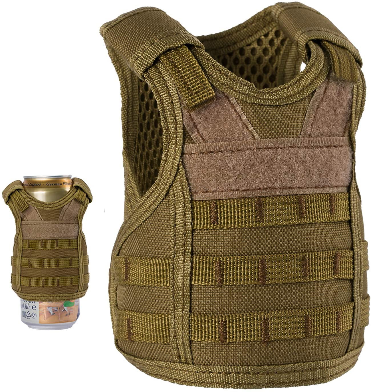 Black Selighting Bottle Cans Coller Sleeve Adjustable Beverage Holder Mini Tactical Vest for 12oz or 16oz Cans Bottles Decoration