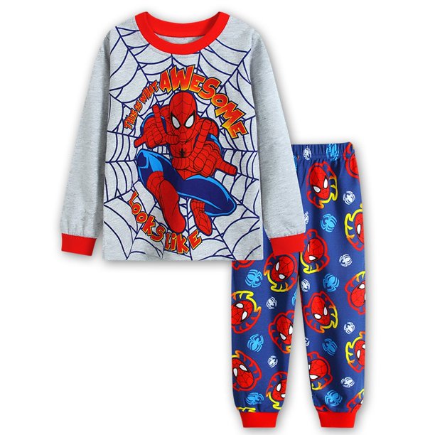 Marvels Spiderman Anime Kids Pijamas Set Niños Ropa de dormir Pijamas de dibujos animados Pijamas Baby Boy Girl Ropa de dormir de algodón Set7T (130CM) zhangyuxiang CONDUJO