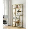 thumbnail image 2 of Bookshelf, 6-Tier Tall Bookcase, Display Shelf, Plant Stand, 11.8 x 31.5 x 70.9 Inches, Particleboard, Rustic Brown and Black, 2 of 5