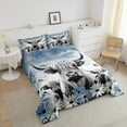 thumbnail image 3 of Erosebridal Highland Cow Print Comforter Set Full,Blue Western Farmhouse Bedding Sets Rustic Home Decor,Longhorn Cattle Farm Animals Bed Set Grunge Daisy Floral Quilt Cowboys Gifts, 3 of 5