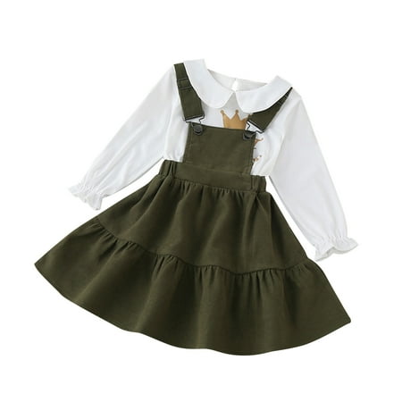 

Toddler Outfit Sets For Teens Chlidren Girls Autumn Winter Long Sleeve Ruffle T Shirt Tops Suspender Skirts Clothing Kids Clothes Suit