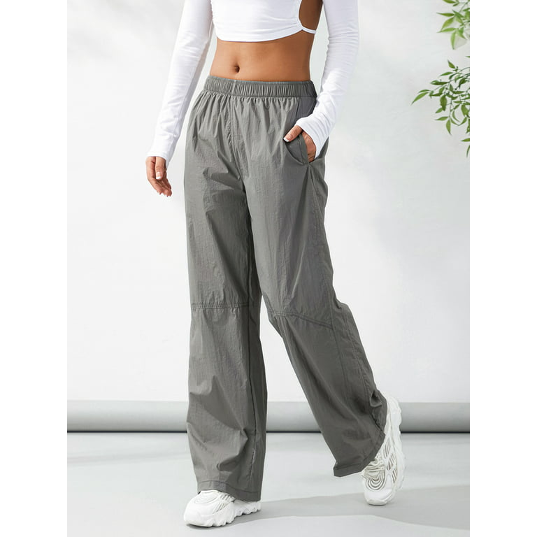 Women Clothing Drawstring Low Waist Cargo Pants Baggy Straight Wide Leg  Trousers Hip Hop Streetwear Sweatpants Casual Pants for Women Polyester  Spandex Green 