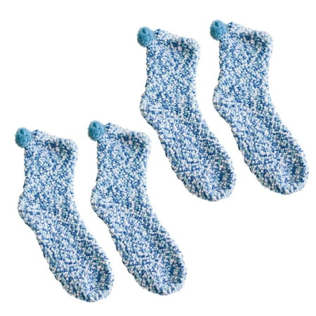 

Cotonie 2Pairs Winter Coral Fleece Cake Socks Towel Massage Bottom Tube Female Socks Home Floor Socks