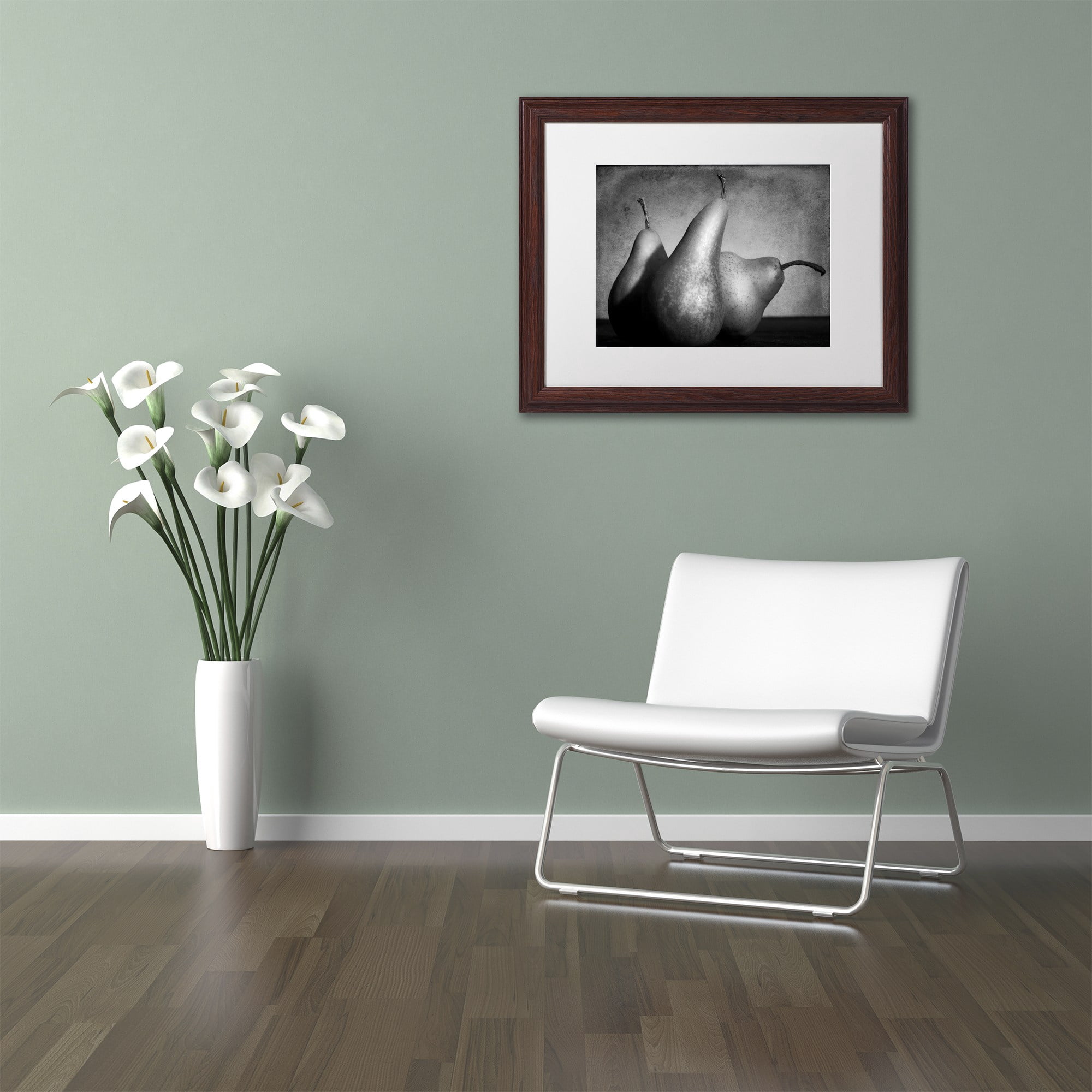 Trademark Fine Art "Cayendo" Canvas Art by Moises Levy White Matte, Wood Frame
