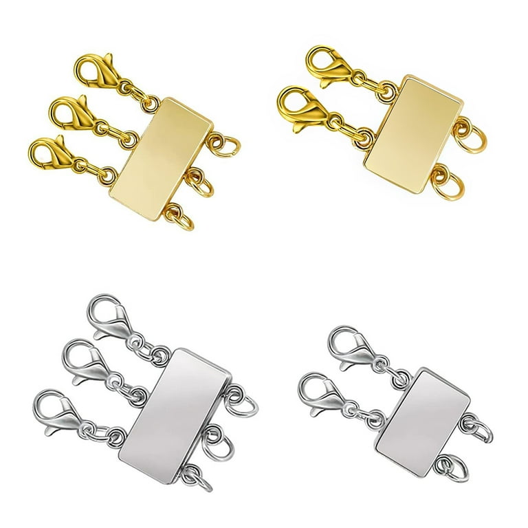 2 Pcs Layered Necklace Clasps,Sliver Magnetic Necklace Separator for  Layering,Mu