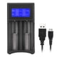 thumbnail image 2 of Cargador de batería SEIVI PC portátil de viaje con pantalla LCD inteligente, USB, doble ranura, para NiMH, NiCd, AA, AAA, Li-ion, LiFePO4, IMR, 18650, 26650 y 14500, 2 of 10
