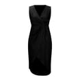 thumbnail image 3 of FRSASU formal Wedding Guest Ruffle Dresses for Women Cocktail V-Neck Sleeveless Wrap Ruched Party Graduation Dress Black, 3 of 6