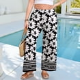 thumbnail image 5 of KLHDSF Women's Pants Elastic Waist Striped Lightweight Palazzo Pants for Women Casual Lounge Wide Leg Pants Beige L, 5 of 6