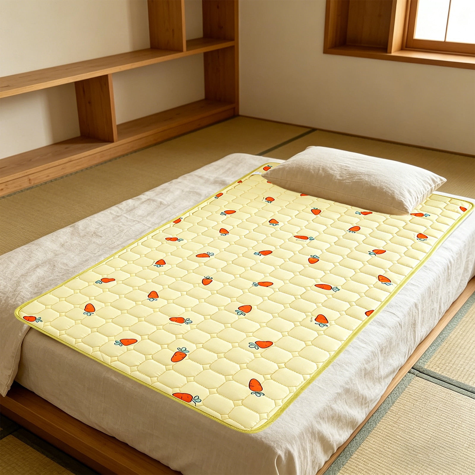 Reversible Mattress Protector Non Slip Waterproof Fitted Bed Cover Washable Mattress Pad Breathable Quilted Bed Protection Sheet Dust Resistant Durable Bedding Protector for Home Dorm Apartment Use