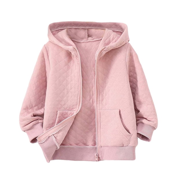 Veste Fille, Décontractée Couleur Unie Mode à Capuche Zippée avec Poches pour 1-9 Ans