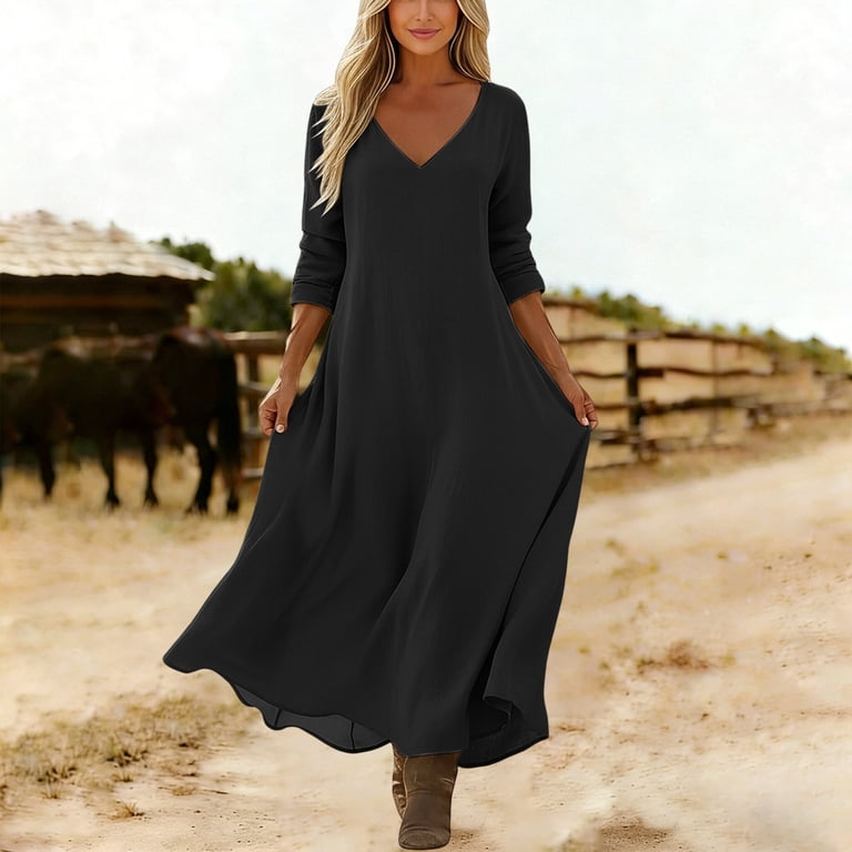 western a line dresses Leely Women White Boho Maxi Western Wedding Dress V-Neck A Line Backless Cowgirl Wedding Dress with Slit