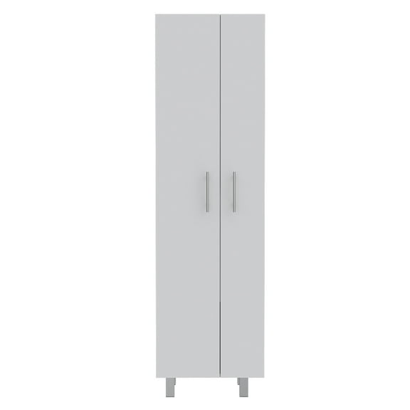 Living Room Cabinets Nala Cleaning Cabinet, Double Door Cabinet, Four Legs, Five Shelves -White,Wooden Cabinets