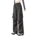 thumbnail image 1 of Women's Casual Pants Loose Straight Leg Comfortable Everyday Wear Drawstring Pocket Trousers for All Seasons with Pure Color Design Womens Casual Pants plus Size Womens Fall Clothes Business, 1 of 4