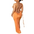 thumbnail image 3 of Women Open Back Slip Dress  Solid Color Spaghetti Strap Floor Length Skirt  Black/ Beige/ Blue, 3 of 9