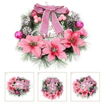 BESTYASH Fashion Christmas Wreath Pink Artificial Pine Wreath for Door Wall and Window Decoration