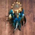 thumbnail image 1 of Dream catcher Blue with feathers and LED Fairy Lights Handmade, 1 of 5