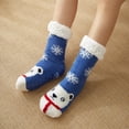 thumbnail image 2 of Telankuip Slipper-Socks with Grips for Women Fuzzy Thick Soft Non Cute Cartoon Graphic Animal Patterned Soft Comfort Home Sleeping Cabin Mid-Calf Socks Blue One Size, 2 of 3