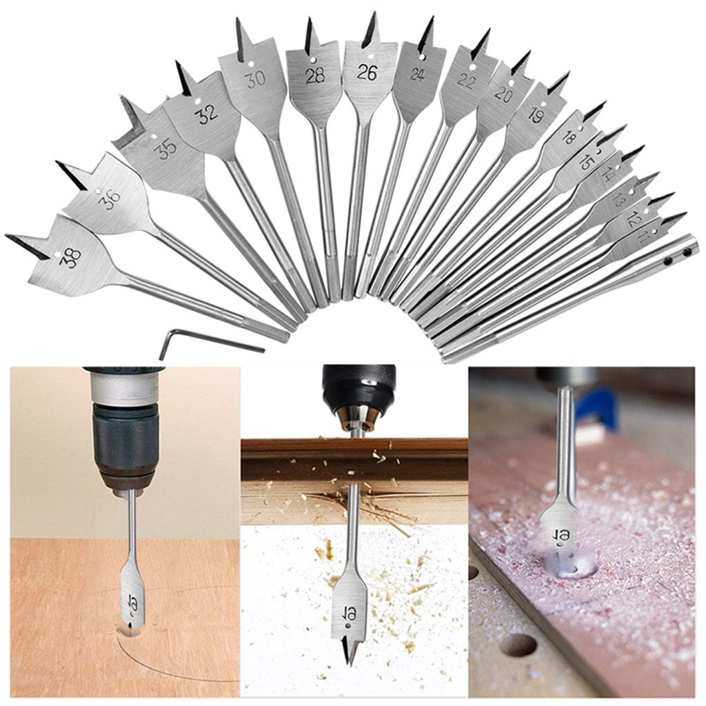 ZPAQI Flat Drill Long Steel Wood Flat Drill Set Woodworking Spade Drill Bits Durable