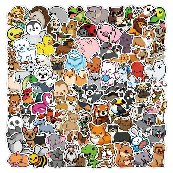 100Pcs Nature Animal Stickers for Kids, Cute Animal Stickers Decals for Laptop Water Bottles Bike Skateboard Luggage Computer Hydro Flask Toy Phone Snowboard