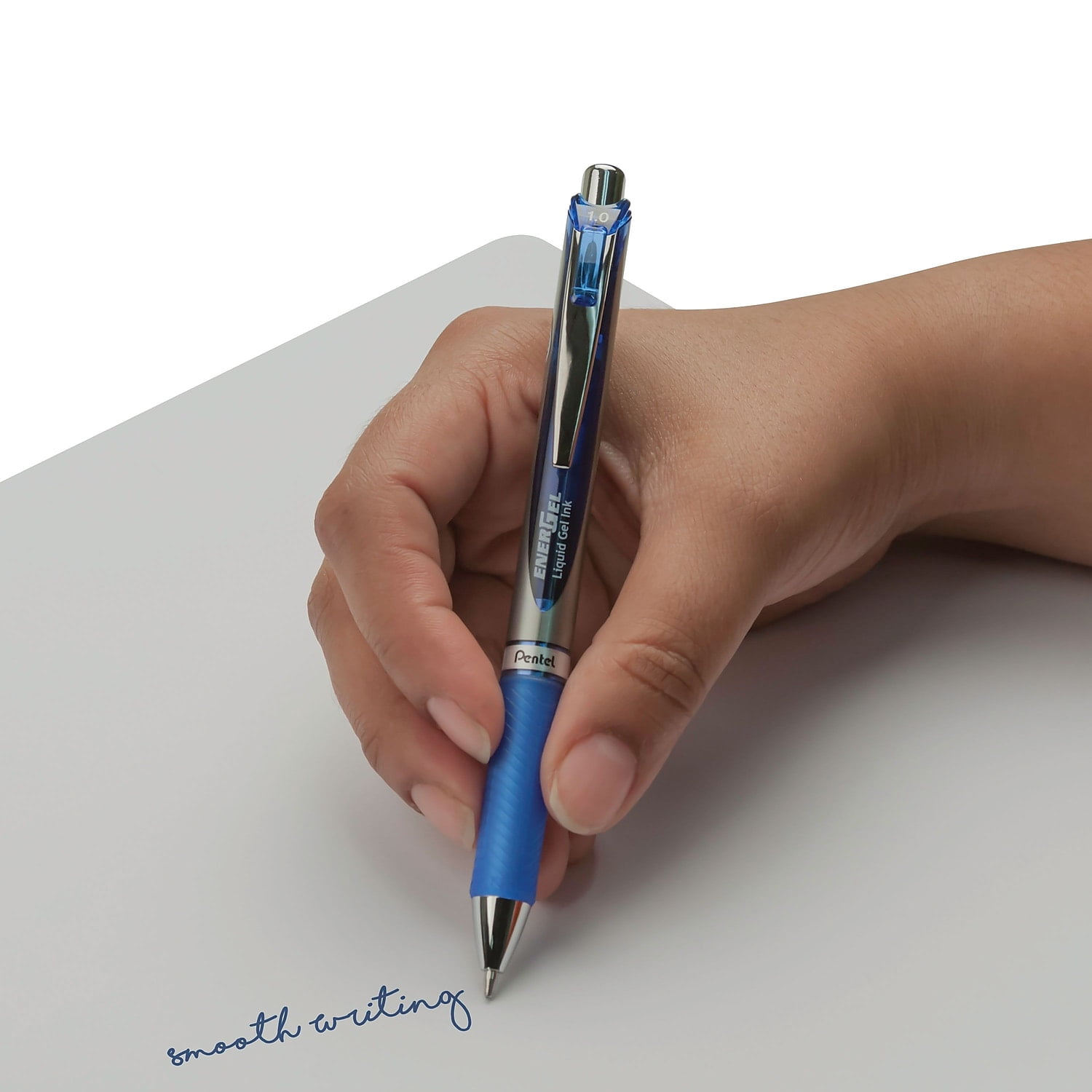 EnerGel RTX Retractable Liquid Gel Pen, Bold Line, Metal Tip, Blue Ink, 12 Count
