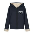 thumbnail image 5 of XPMWRP Women's Oversized Zip Quilted Solid Color Casual Hooded Fleece Jacket Unisex Fall Winter Warm Plush Lined Sherpa Long Sleeve Coat Navy XXL, 5 of 7