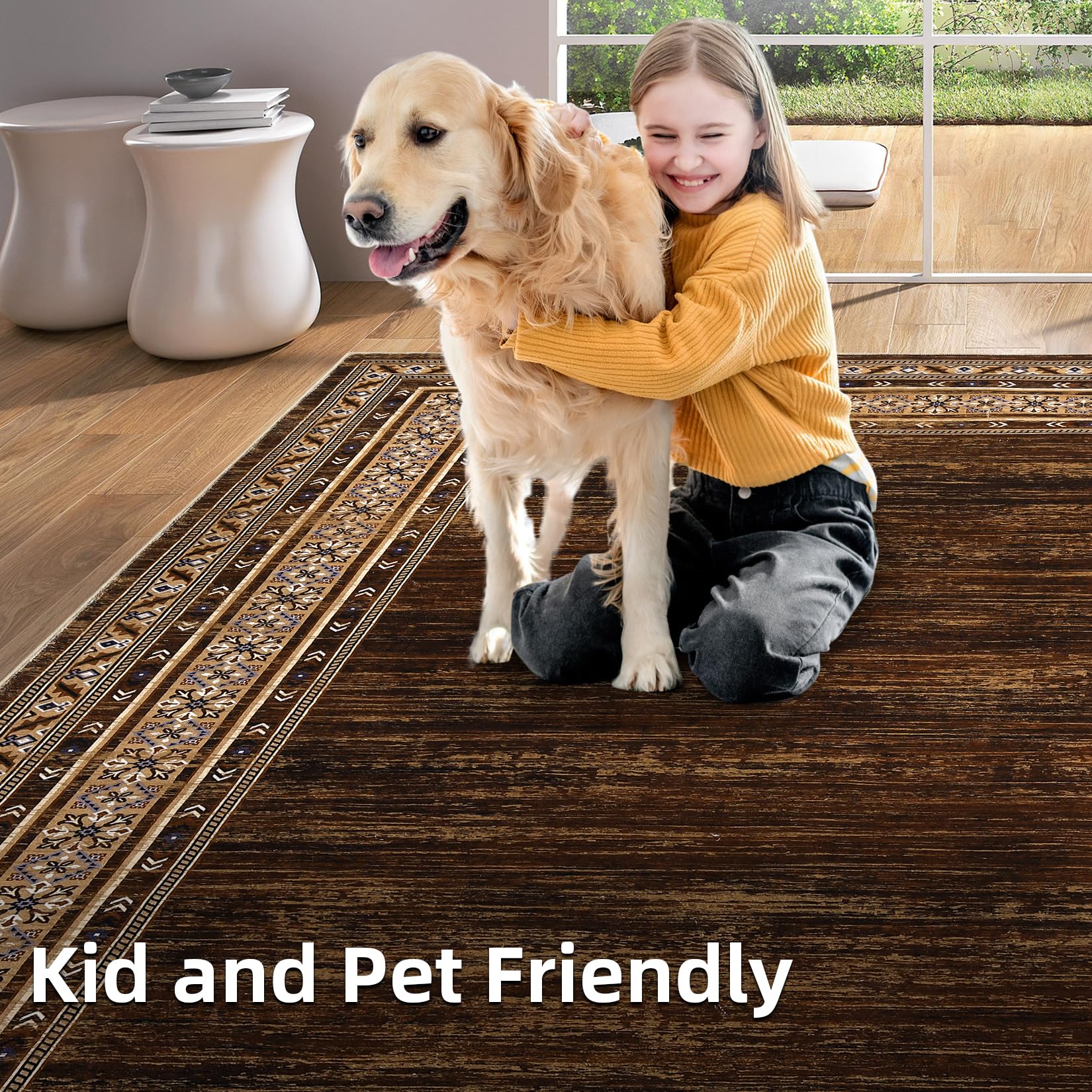 Washable 2x6 Hallway Runner Rugs, Soft Non Slip Kitchen Rug Carpet, Indoor Modern Geometric Rugs, Low Pile Throw Runner for Laundry Entryway Bathroom, Red Brown
