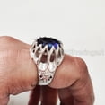 thumbnail image 5 of Natural Blue Sapphire Ring, Blue Sapphire Hydro Ring, September Birthstone, Silver Jewelry, 925 Silver Ring, Designer Mens Ring, Arabic Design, Ottoman Style Ring, Christmas, Turkey Mens Signet Ring, 5 of 9