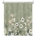 thumbnail image 3 of Green Boho Floral Shower Curtain Flower Shower Curtain Set for Bathroom Plant Botanical Leaves Waterproof Bathtub Curtain Decor Wildflower Bathroom Curtain with 12 Hooks 70"W x 72"L (Pack of 1), 3 of 6