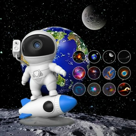 

NZISNG 12 in 1 Rocket Astronaut Starry Sky Projector Night Light ° Rotate Star Projector Atmosphere Lamp Gift Room Decor