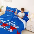 thumbnail image 4 of Manfei Minimalist Patriotic Stars Bed Sheets, God Bless America Print Full Size Sheets, Blue Red White, Reversible 4pcs (1 Flat Sheet, 1 Fitted Sheet and 2 Pillowcases), 4 of 6