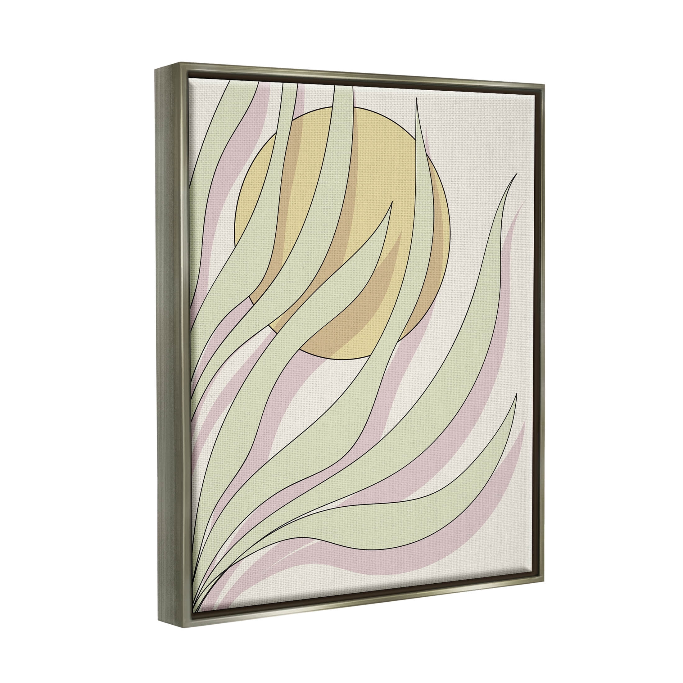 Contemporary Tropical Plant Leaves Botanical & Floral Graphic Art Luster Gray Framed Art Print Wall Art