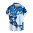 thumbnail image 3 of Mens Casual Manga Corta Botón Abajo Camisas Turndown Cuello Blusa de Impresión, Poliéster Ligero Top de la Moda para el Verano Al Aire Libre Y el Uso Diario, 3 of 6