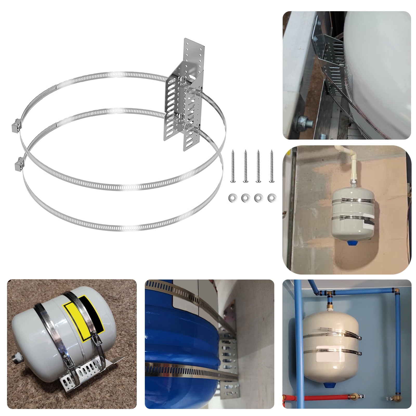 Sturdy Wall Mounted Support for Hot Water Heaters Tanks Adjustable Brackets with Vibrating Straps Holds Gallons