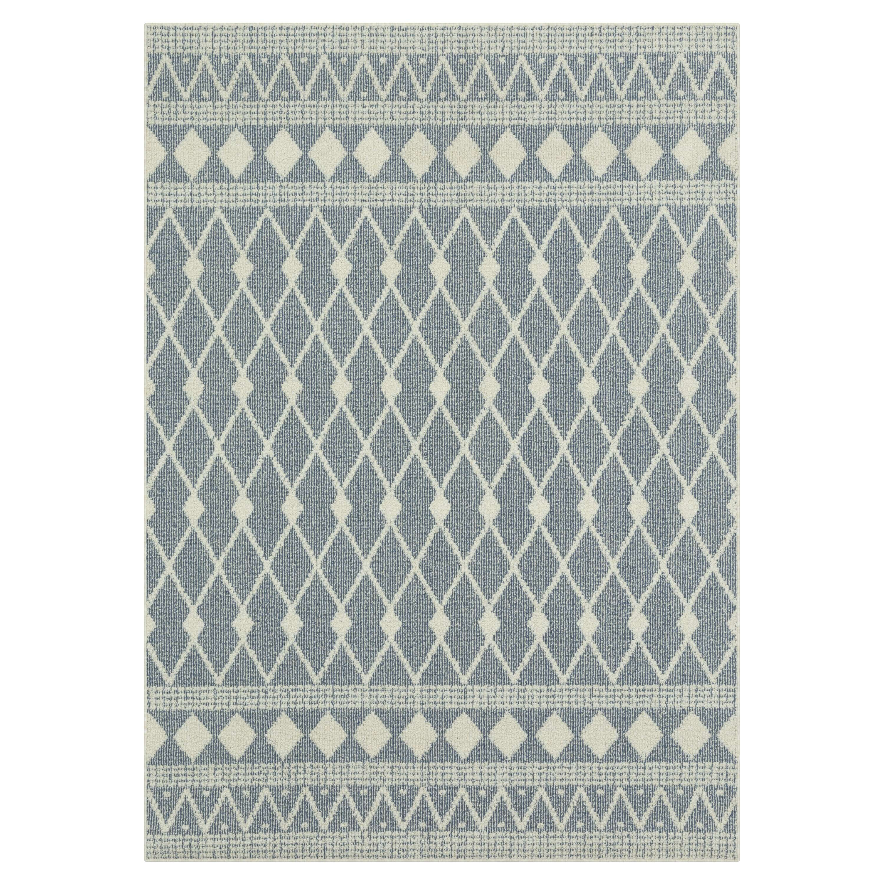 (2 pack) Mainstays Traditional Blue Diamond High Low Pile Indoor Area Rug, 5'x7'