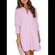 thumbnail image 1 of Vestidos Casuales Holgados de Larga con Rayas Lisas y Botones para Mujer Rosa XXL, 1 of 10